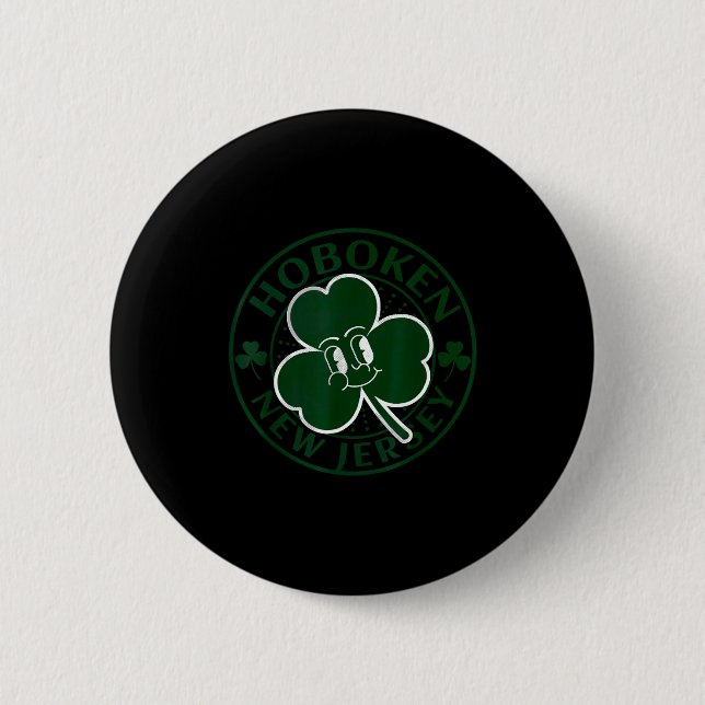 Chapa Redonda De 5 Cm Hoboken New Jersey Irish Shamrock Nj Retro Souveni (Anverso)