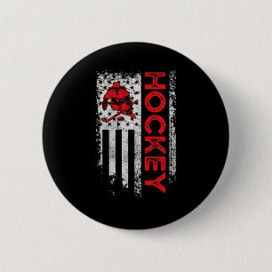 Chapa Redonda De 5 Cm Hockey Bandera estadounidense Jugador de hockey Pa