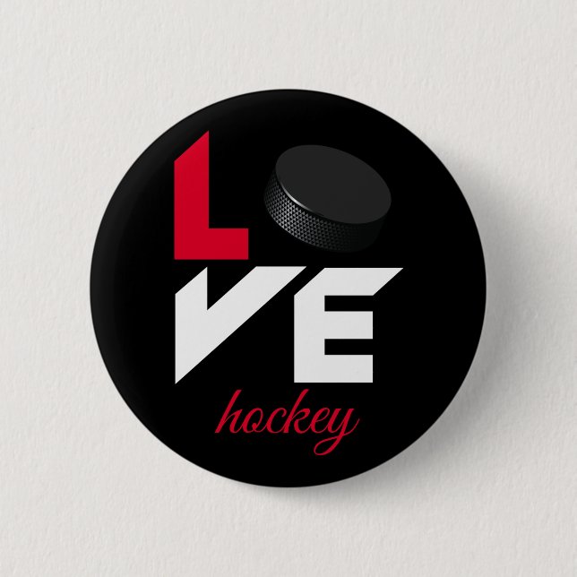 Chapa Redonda De 5 Cm Hockey de amor (Anverso)