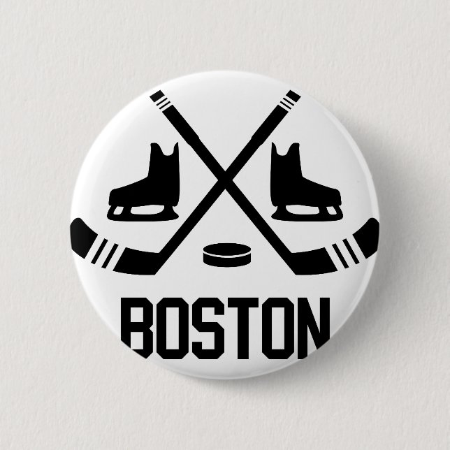 Chapa Redonda De 5 Cm Hockey de Boston (Anverso)