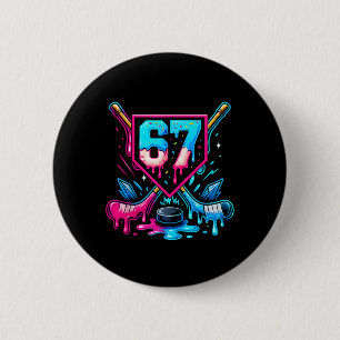 Chapa Redonda De 5 Cm Hockey Goteo 6 7 Número 67 Seis Siete Meme Hombres