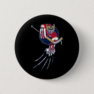 Chapa Redonda De 5 Cm Hockey Puma León Gato Hielo Bestia de la Jungla Po