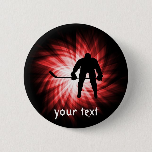 Chapa Redonda De 5 Cm Hockey rojo (Anverso)