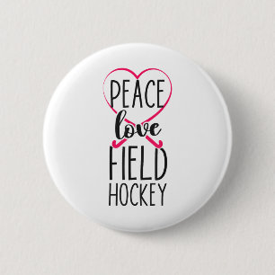 Chapa Redonda De 5 Cm Hockey sobre césped Corazón Paz Amor Hockey sobre