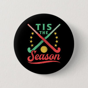 Chapa Redonda De 5 Cm Hockey sobre césped Navidad Es la temporada Jugado