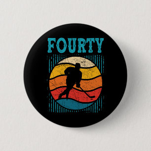 Chapa Redonda De 5 Cm Hockey sobre hielo Retro de 40 años de edad Wo