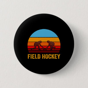 Chapa Redonda De 5 Cm Hockey sobre hierba estilo vintage retro al atarde