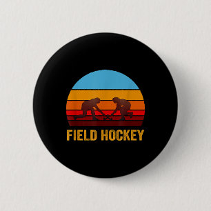 Chapa Redonda De 5 Cm Hockey sobre hierba estilo vintage retro atardecer