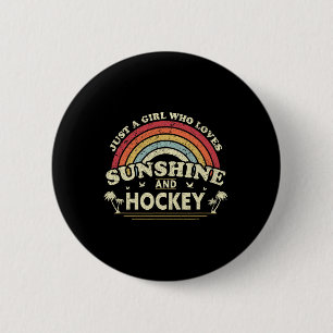 Chapa Redonda De 5 Cm Hockey . Sólo Un Chica Que Ama El Sol Y El Hockey