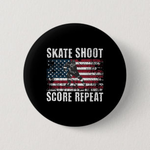 Chapa Redonda De 5 Cm Hockey Usa Bandera Americana Divertido Cuatro De J