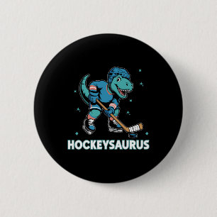 Chapa Redonda De 5 Cm Hockeysaurus Dinosaurio Divertido Trex Hockey Niño