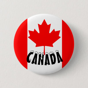 Chapa Redonda De 5 Cm Hoja de Arce Roja Brillante Bandera de Canadá
