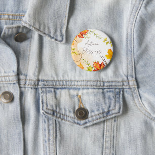 Chapa Redonda De 5 Cm Hojas de arce de otoño con texto personalizado