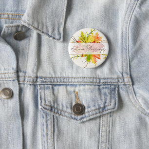 Chapa Redonda De 5 Cm Hojas de arce de otoño con texto personalizado