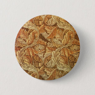 Chapa Redonda De 5 Cm Hojas de Otoño Marrón Acanto William Morris