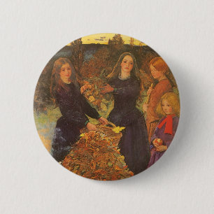 Chapa Redonda De 5 Cm Hojas de otoño por Sir John Everett Millais