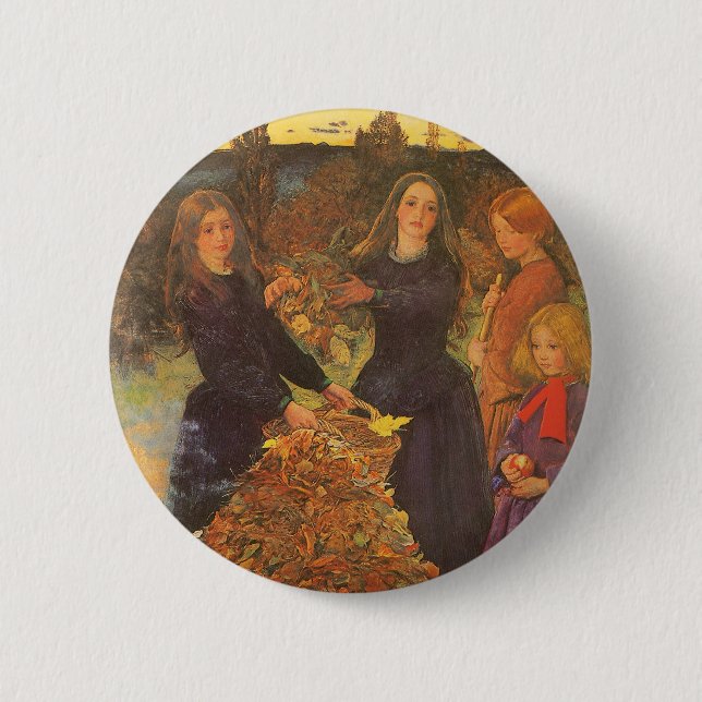 Chapa Redonda De 5 Cm Hojas de otoño por Sir John Everett Millais (Anverso)