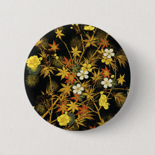 Chapa Redonda De 5 Cm Hojas japonesas de otoño Antiguo Botánico