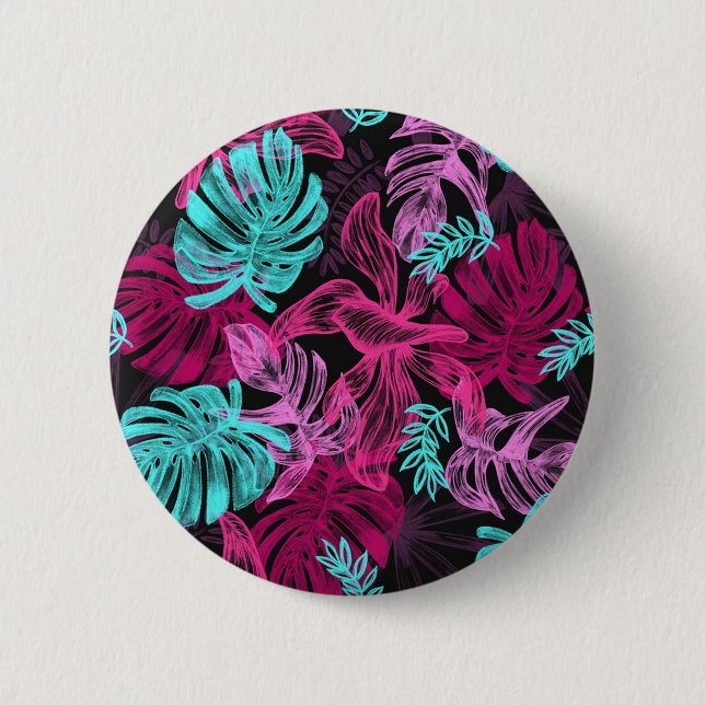 Chapa Redonda De 5 Cm Hojas tropicales (Anverso)