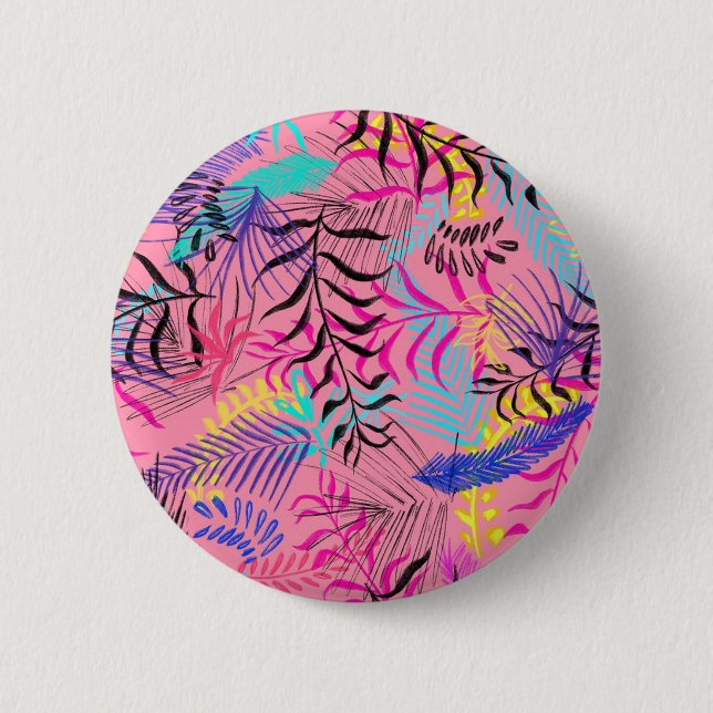 Chapa Redonda De 5 Cm Hojas tropicales (Anverso)