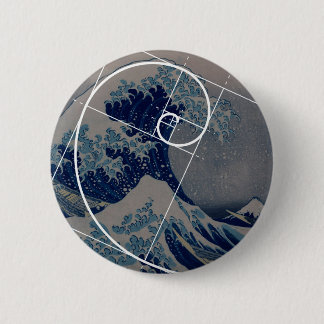 Chapa Redonda De 5 Cm Hokusai resuelve Fibonacci, coeficiente de oro