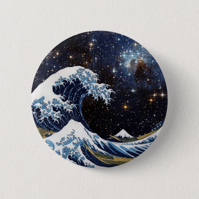 Chapa Redonda De 5 Cm Hokusai y LH95 (Anverso)