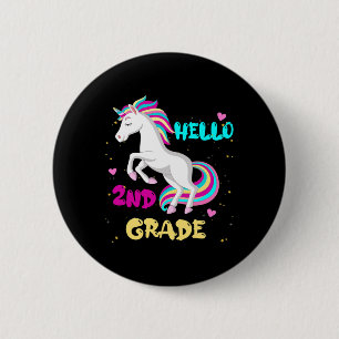 Chapa Redonda De 5 Cm Hola 2º grado Primer día de segundo grado Aquí I c