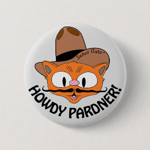 Chapa Redonda De 5 Cm ¡HOLA AMIGO! Gato con Bigote de Dibujos Animados S