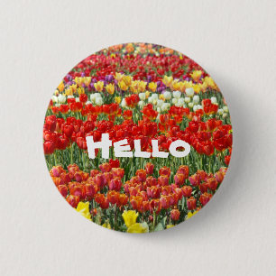Chapa Redonda De 5 Cm Hola Botones Flores de Tulipán oficina negocio bot
