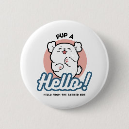 Chapa Redonda De 5 Cm ¡Hola! - Diseño feliz de Personalizados de perros 