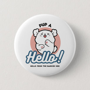 Chapa Redonda De 5 Cm ¡Hola! - Diseño feliz de Personalizados de perros 