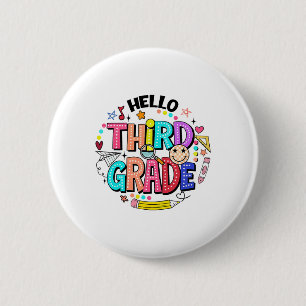 Chapa Redonda De 5 Cm Hola Equipo de Tercer Grado Tercer Grado de Regres