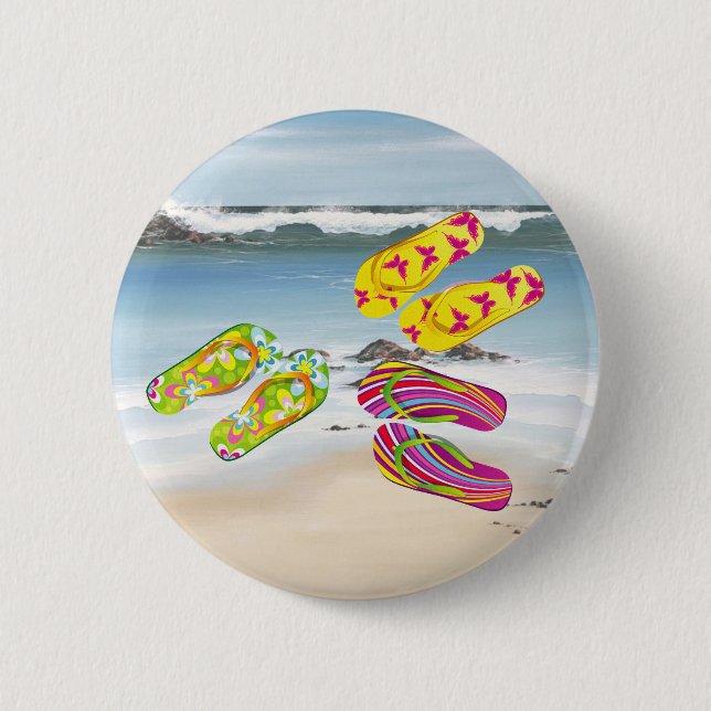 Chapa Redonda De 5 Cm Hola flips-flopes (Anverso)