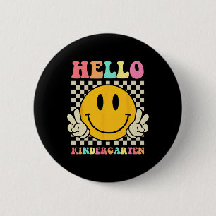 Chapa Redonda De 5 Cm Hola Kindergarten Byck A la Escuela Groovy Profeso