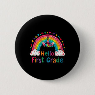Chapa Redonda De 5 Cm Hola profesor niño de primer grado arcoiris lindo 