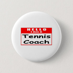 Chapa Redonda De 5 Cm Hola, Soy Un Entrenador De Tenis... Nametag
