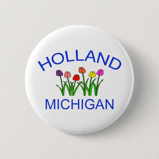 Chapa Redonda De 5 Cm Holanda, MI - w/Tulips (Anverso)