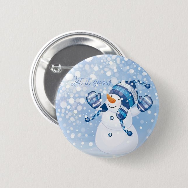 Chapa Redonda De 5 Cm Holiday Snowman (Anverso y reverso)