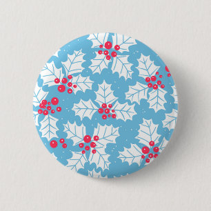 Chapa Redonda De 5 Cm Holly berry en azul