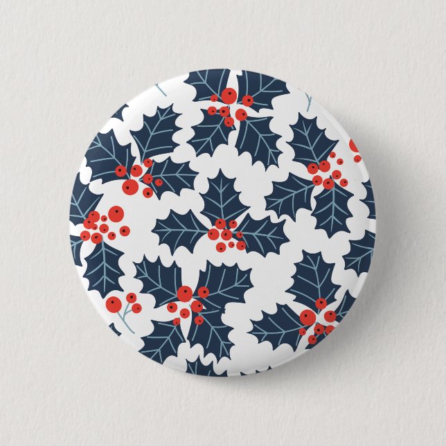 Chapa Redonda De 5 Cm Holly berry sobre blanco (Anverso)