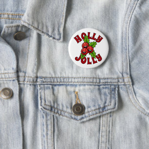 Chapa Redonda De 5 Cm Holly Jolly Funny Laughing Holly Navidades