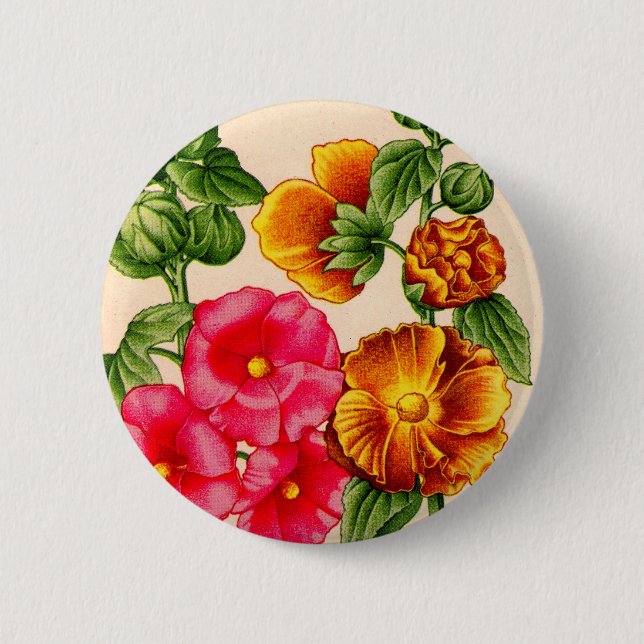 Chapa Redonda De 5 Cm hollyhocks (Anverso)