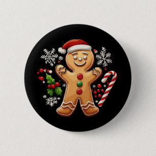 Chapa Redonda De 5 Cm Hombre de jengibre festivo ilustración de galleta