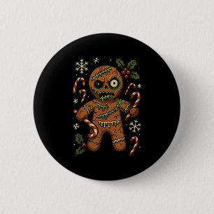 Chapa Redonda De 5 Cm Hombre de jengibre zombie Navidad Zombie
