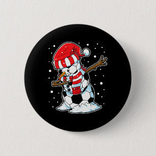 Chapa Redonda De 5 Cm Hombre de Navidad de fútbol Muñeco de nieve Dabbin