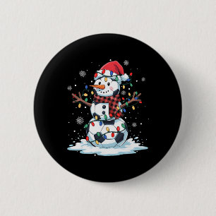 Chapa Redonda De 5 Cm Hombre de nieve jugador de fútbol sombrero de Sant
