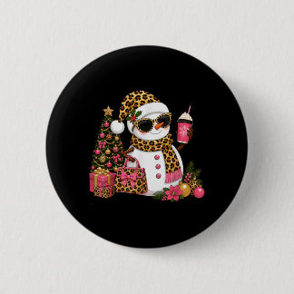 Chapa Redonda De 5 Cm Hombre de nieve leopardo de Navidad Boujee Fiesta
