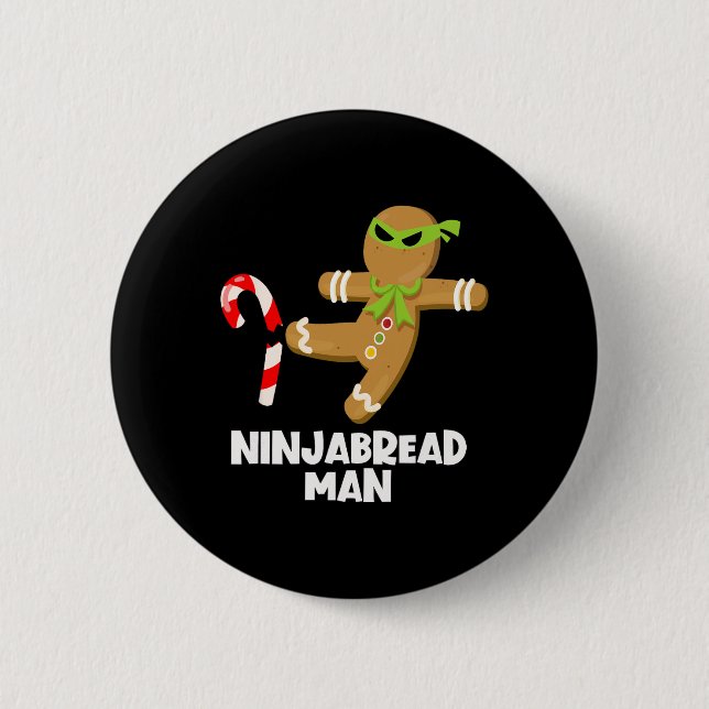 Chapa Redonda De 5 Cm Hombre de ninjabread divertido ginja pateando cara (Anverso)
