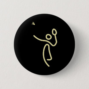 Chapa Redonda De 5 Cm Hombre de palo de bádminton – regalo de volante