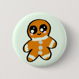Chapa Redonda De 5 Cm Hombre de pan de jengibre del navidad de Kawaii